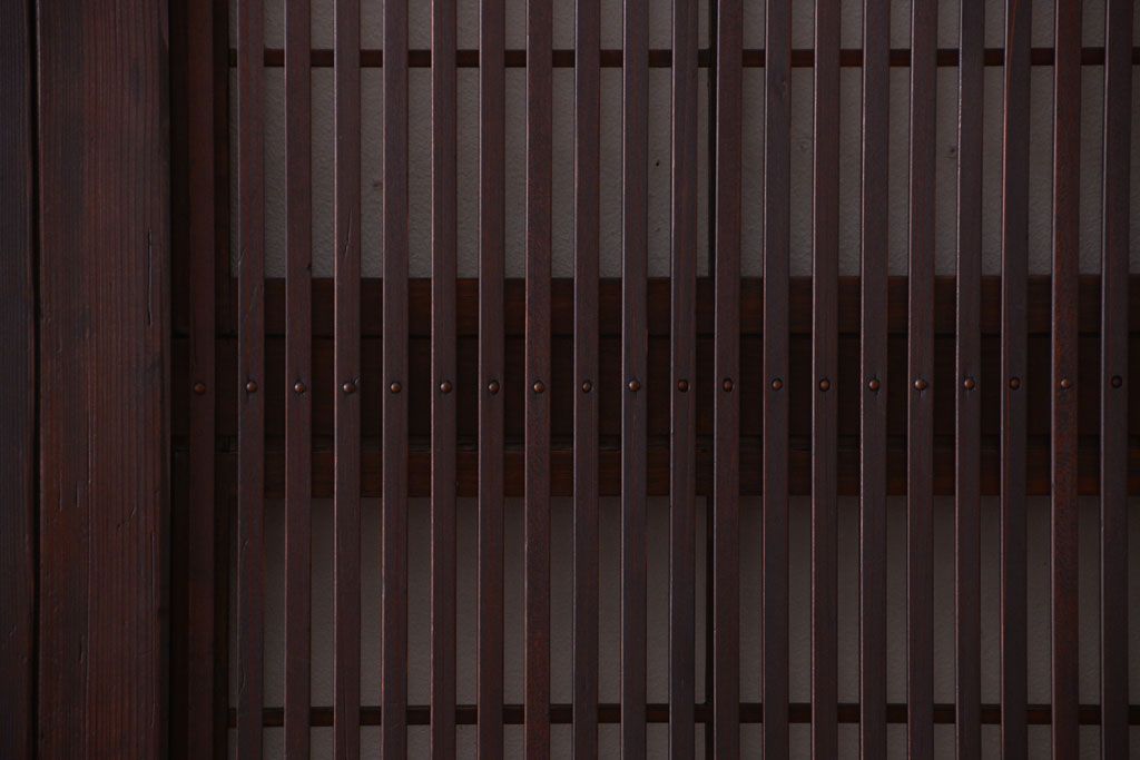 古民具・骨董　デザインガラス帯!古い木のアンティーク格子戸