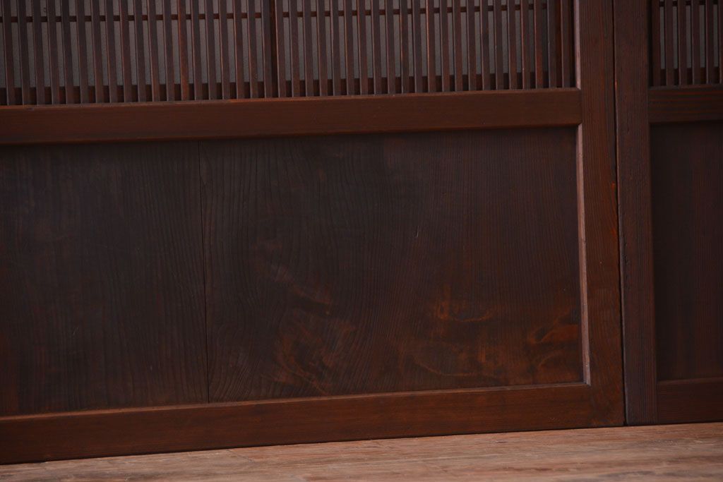 古民具・骨董　デザインガラス帯!古い木のアンティーク格子戸