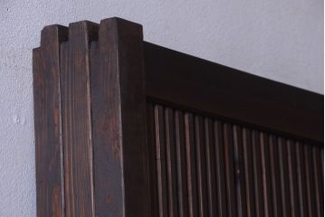 古民具・骨董　デザインガラス帯!古い木のアンティーク格子戸