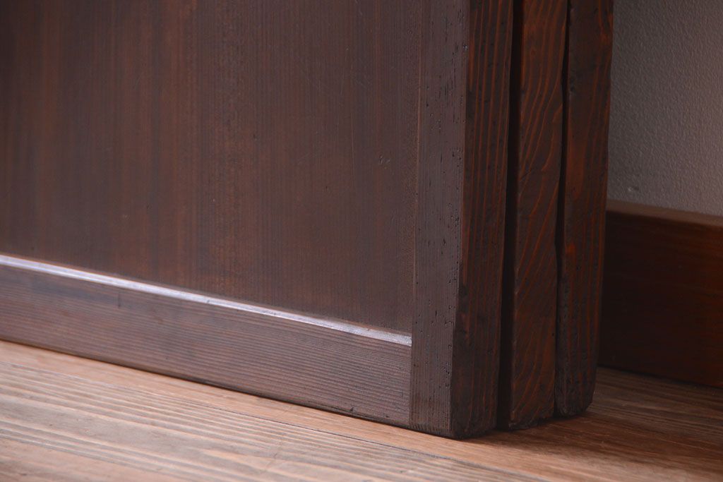 古民具・骨董　デザインガラス帯!古い木のアンティーク格子戸