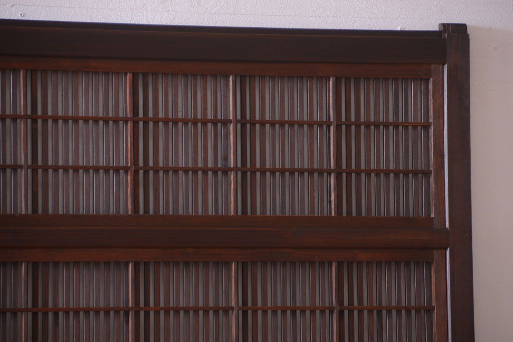 古民具・骨董　デザインガラス帯!古い木のアンティーク格子戸