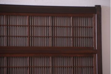 古民具・骨董　デザインガラス帯!古い木のアンティーク格子戸