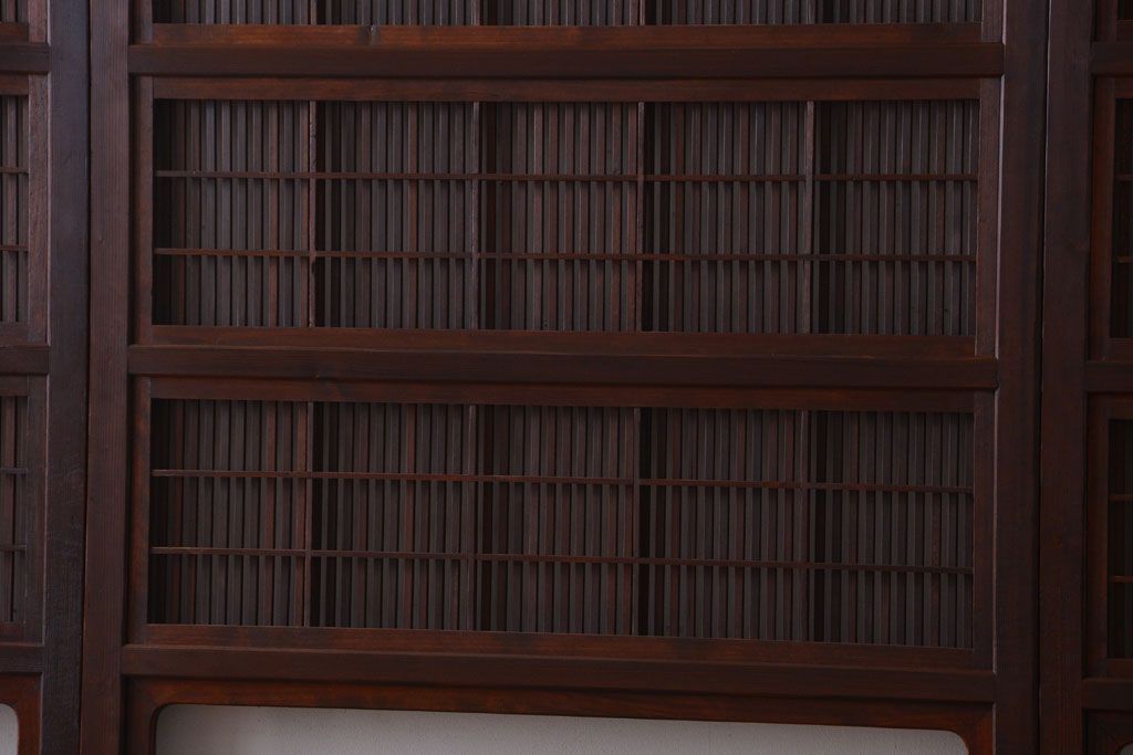 古民具・骨董　デザインガラス帯!古い木のアンティーク格子戸