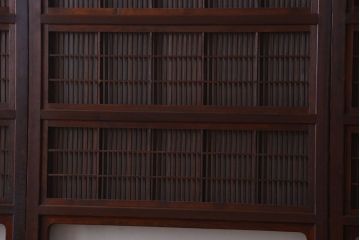 古民具・骨董　デザインガラス帯!古い木のアンティーク格子戸