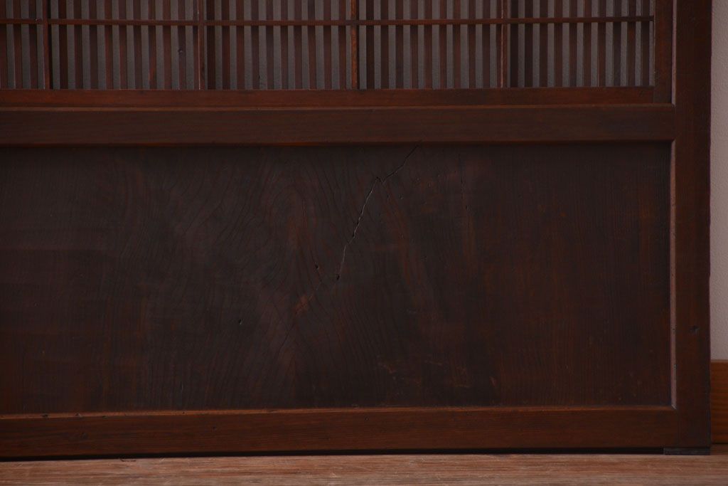 古民具・骨董　デザインガラス帯!古い木のアンティーク格子戸