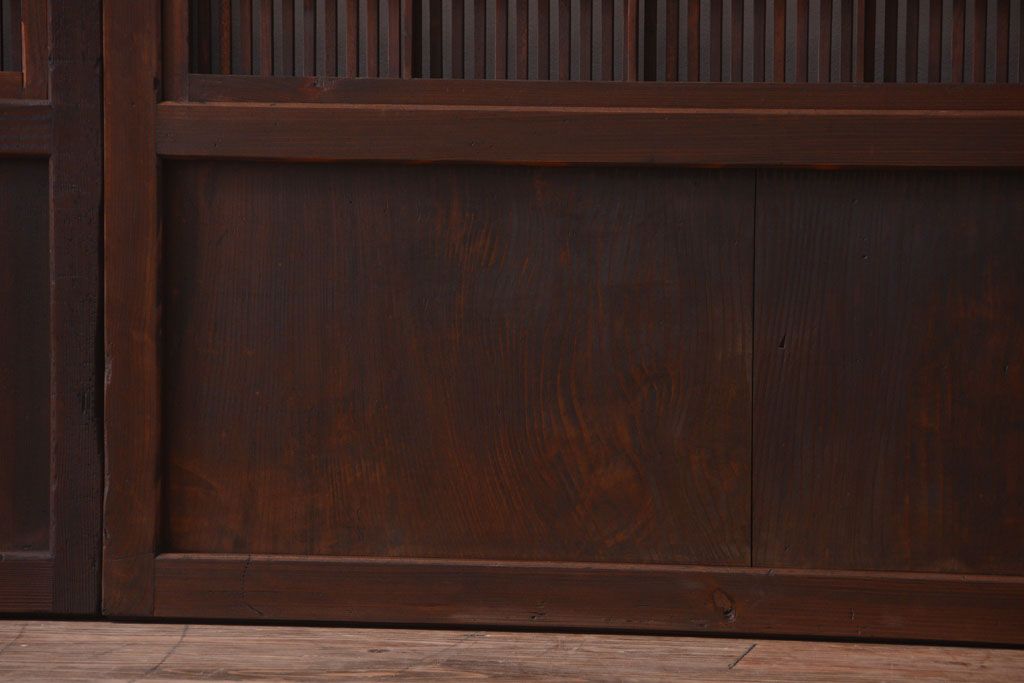 古民具・骨董　デザインガラス帯!古い木のアンティーク格子戸