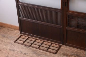 古民具・骨董　デザインガラス帯!古い木のアンティーク格子戸