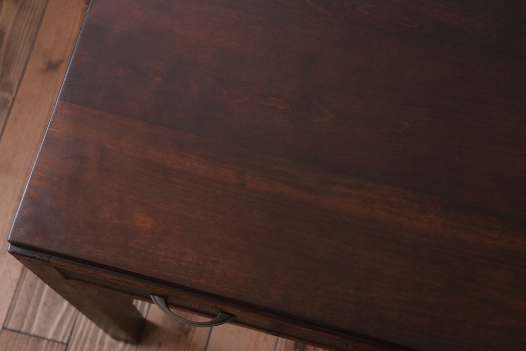 レトロ家具　昭和レトロ　古い木のシンプルなアンティーク片袖机(デスク)