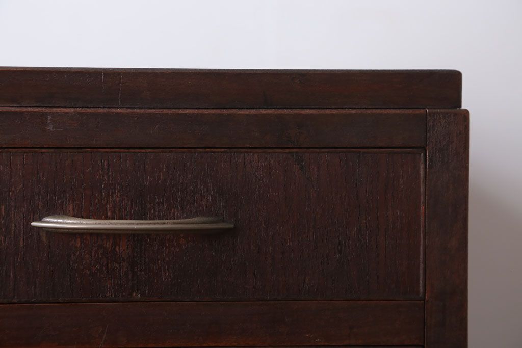 レトロ家具　昭和レトロ　古い木のシンプルなアンティーク片袖机(デスク)