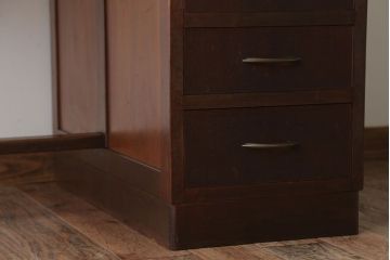 レトロ家具　昭和レトロ　古い木のシンプルなアンティーク片袖机(デスク)