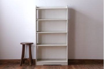 アンティーク家具　アンティークペイント　シンプルな薄型本棚(飾り棚)