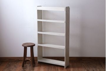 アンティーク家具　アンティークペイント　シンプルな薄型本棚(飾り棚)