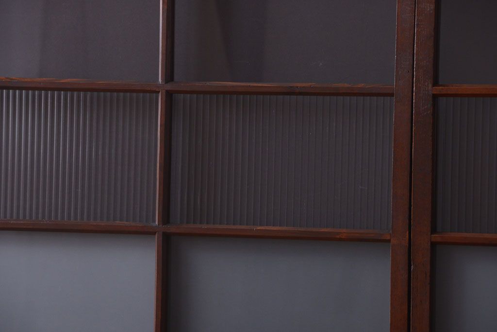 和製アンティーク　レトロな古い木のガラス戸2枚セット