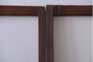 和製アンティーク　レトロな古い木のガラス戸2枚セット