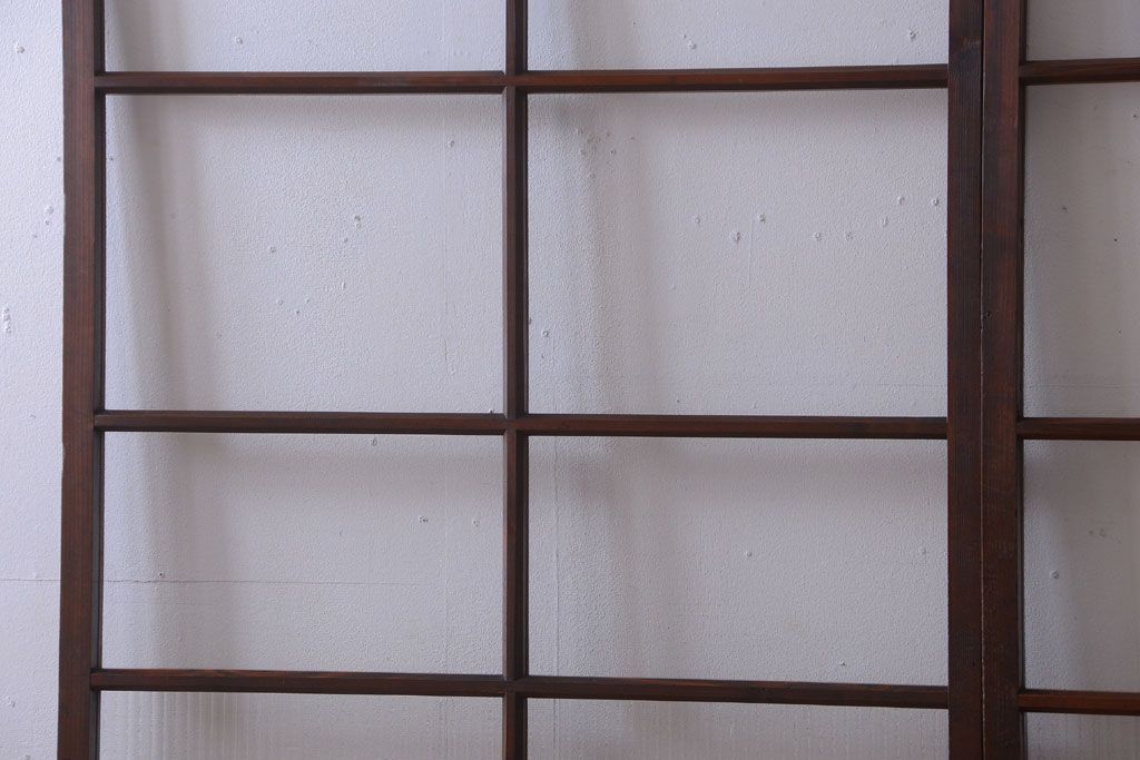 和製アンティーク　レトロな古い木のガラス戸2枚セット