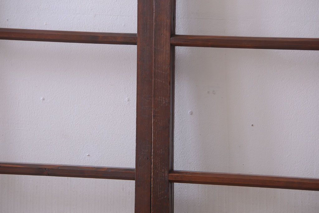 和製アンティーク　レトロな古い木のガラス戸2枚セット