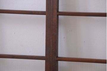 和製アンティーク　レトロな古い木のガラス戸2枚セット