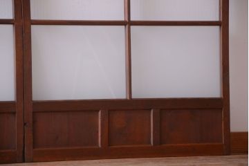 和製アンティーク　レトロな古い木のガラス戸2枚セット