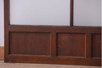和製アンティーク　レトロな古い木のガラス戸2枚セット