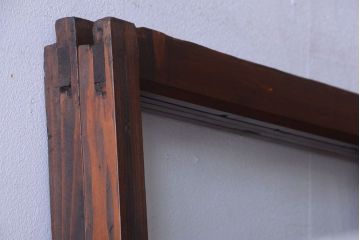 和製アンティーク　レトロな古い木のガラス戸2枚セット