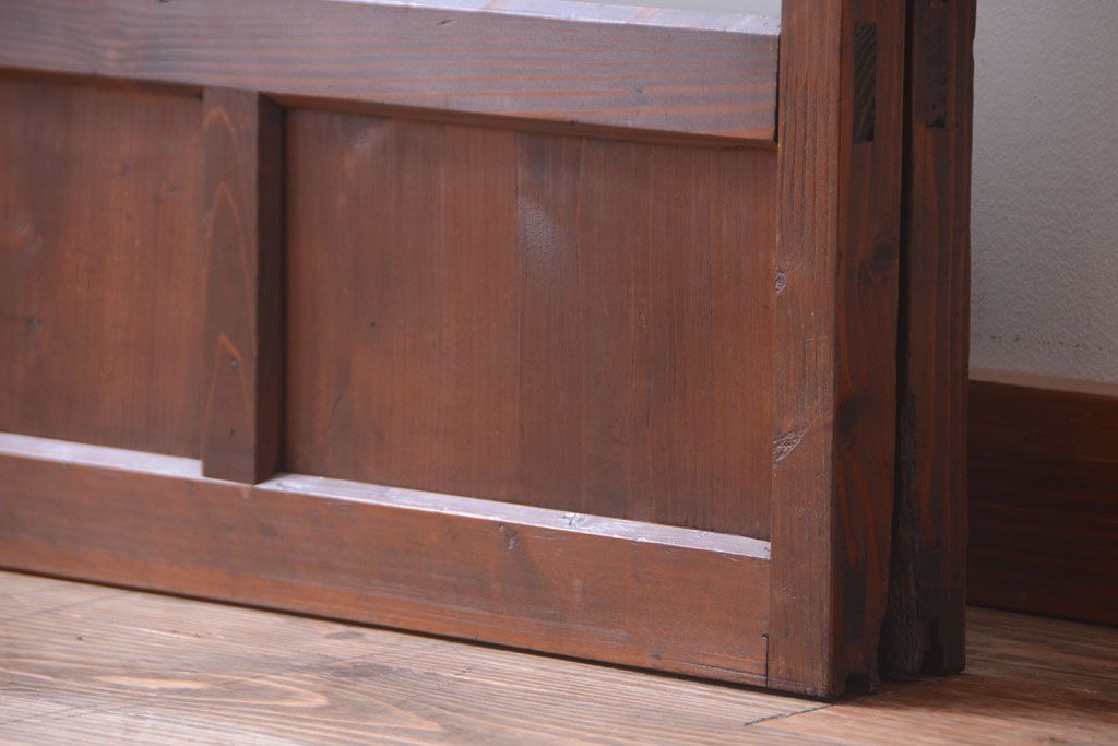 和製アンティーク　レトロな古い木のガラス戸2枚セット