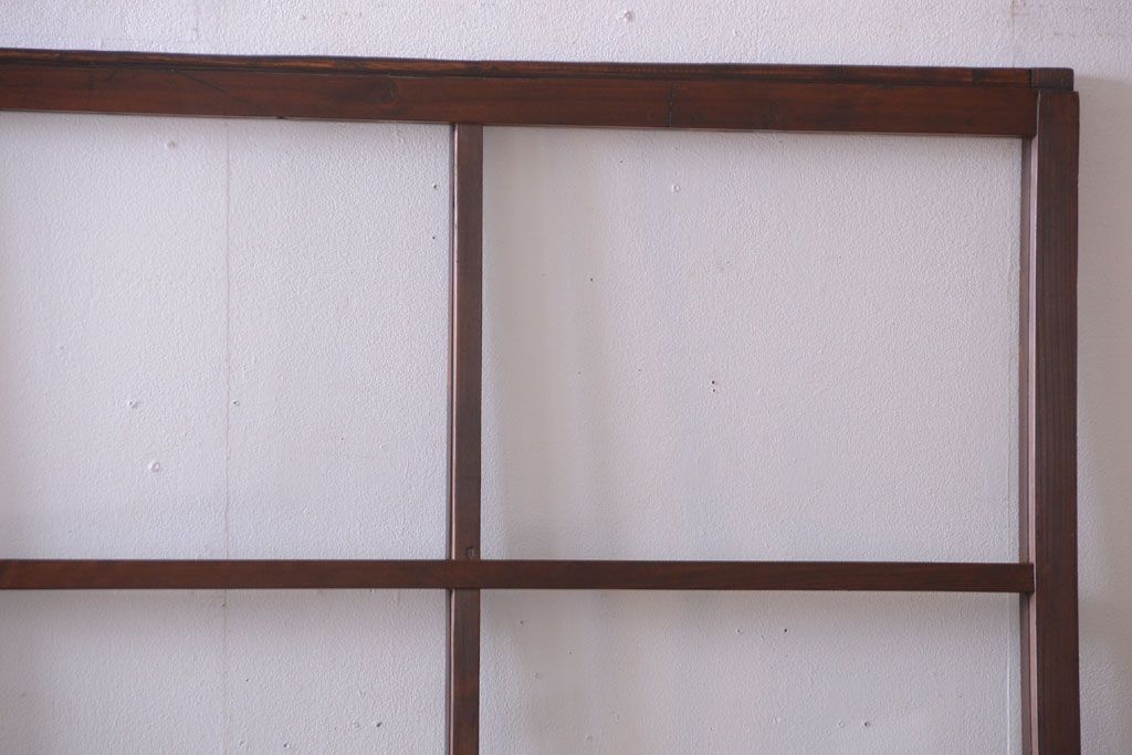 和製アンティーク　レトロな古い木のガラス戸2枚セット