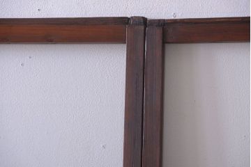 和製アンティーク　レトロな古い木のガラス戸2枚セット