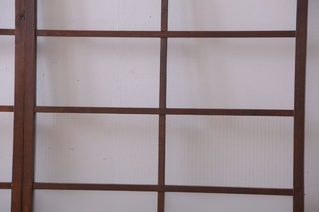 和製アンティーク　レトロな古い木のガラス戸2枚セット