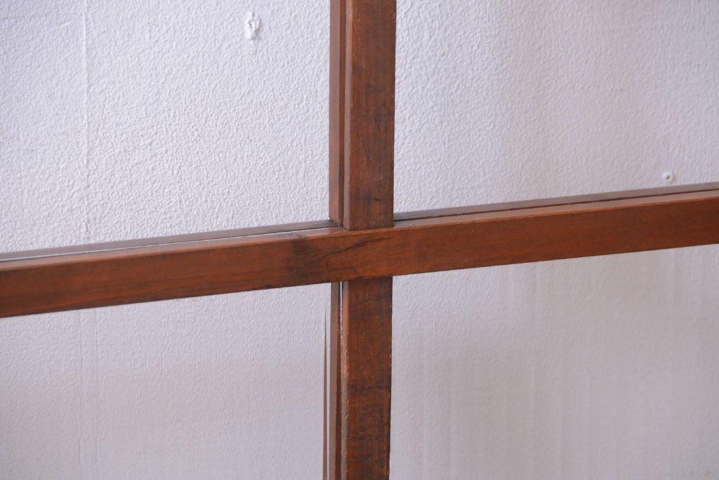 和製アンティーク　レトロな古い木のガラス戸2枚セット