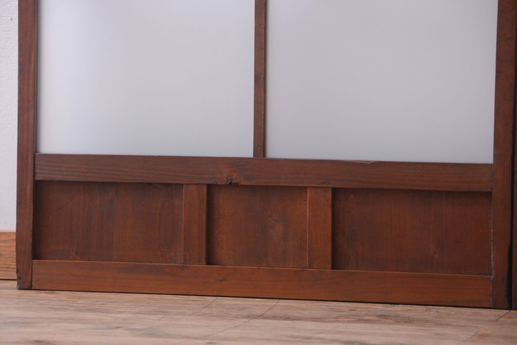 和製アンティーク　レトロな古い木のガラス戸2枚セット