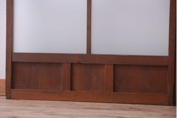 和製アンティーク　レトロな古い木のガラス戸2枚セット