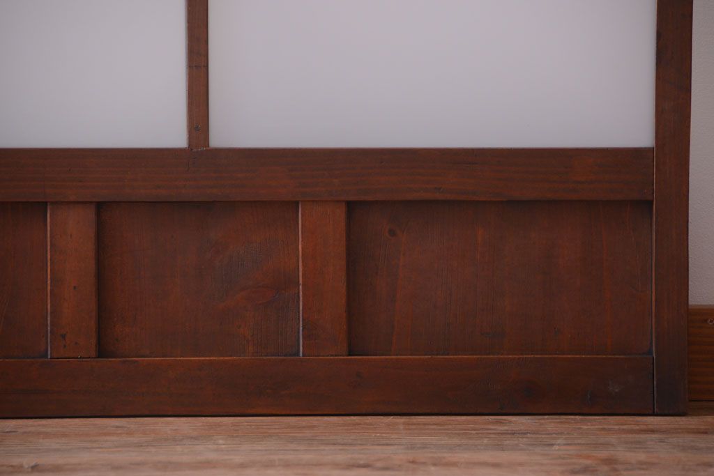 和製アンティーク　レトロな古い木のガラス戸2枚セット