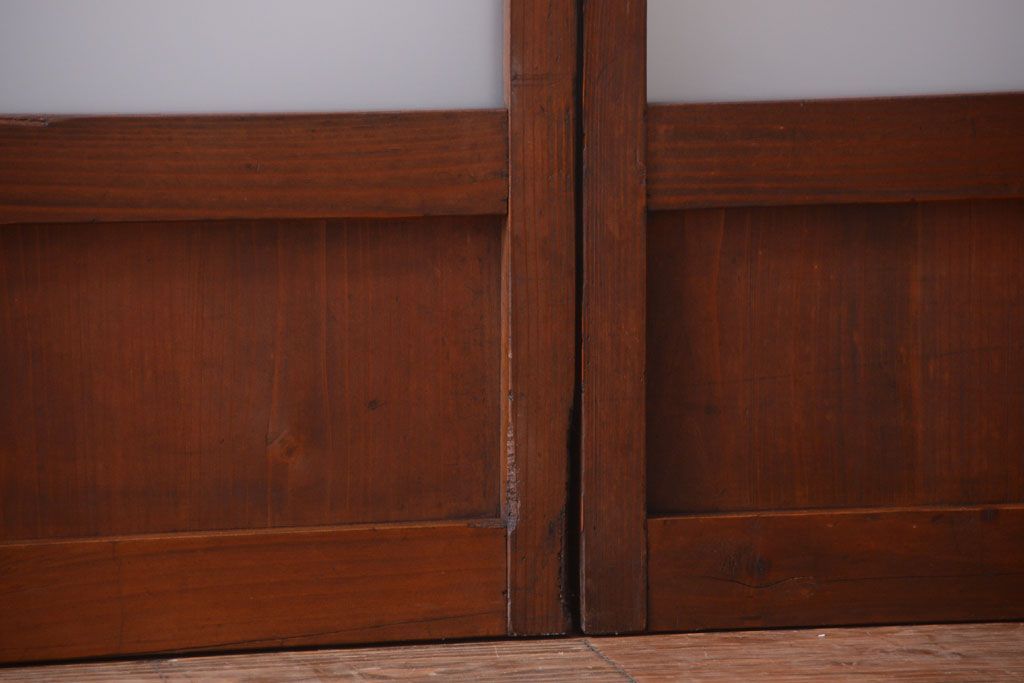 和製アンティーク　レトロな古い木のガラス戸2枚セット