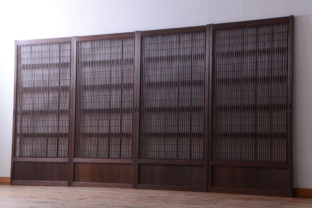 古民具・骨董　古いアンティーク格子戸4枚セット