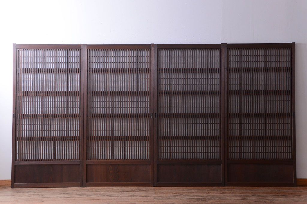 古民具・骨董　古いアンティーク格子戸4枚セット