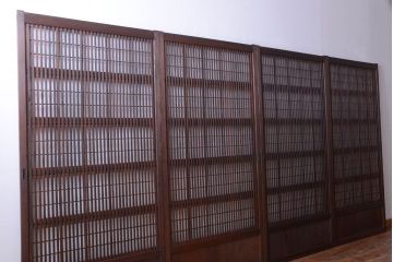 古民具・骨董　古いアンティーク格子戸4枚セット