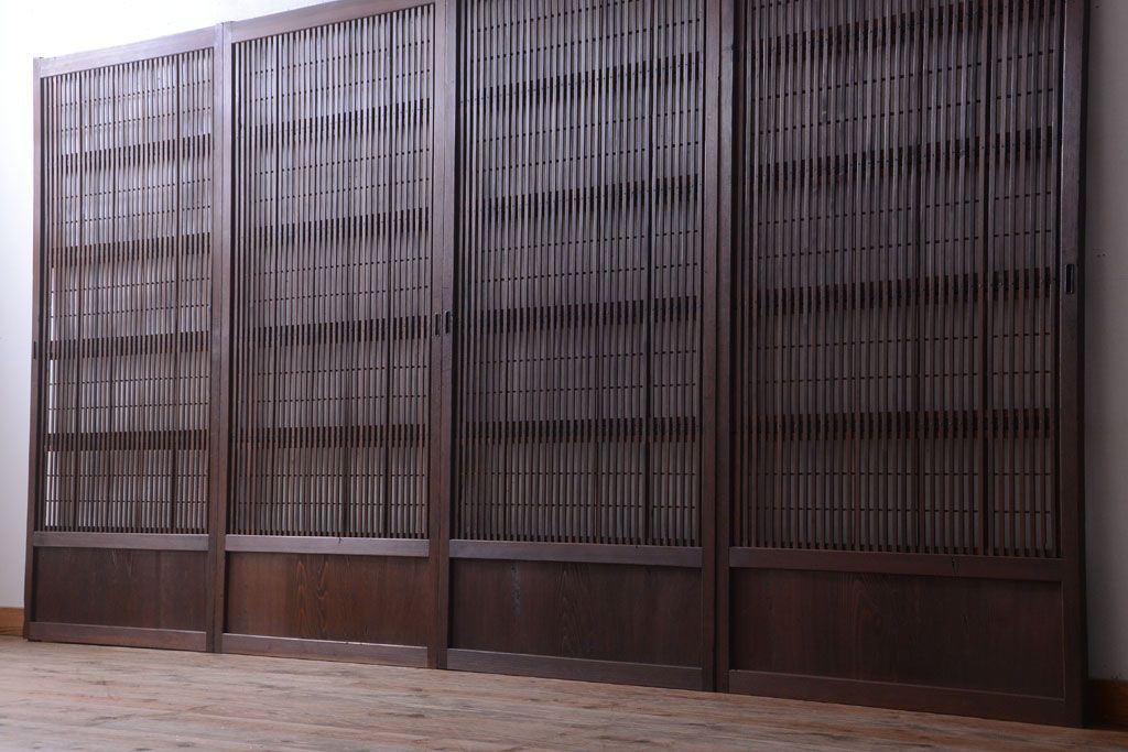 古民具・骨董　古いアンティーク格子戸4枚セット