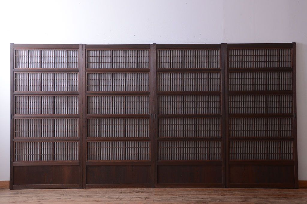 古民具・骨董　古いアンティーク格子戸4枚セット