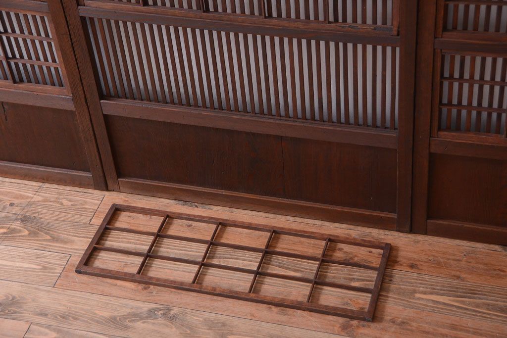 古民具・骨董　古いアンティーク格子戸4枚セット