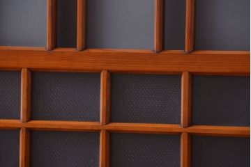 アンティーク　春慶塗が美しい上質なガラス戸2枚セット(2)