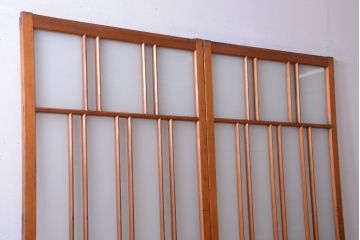 アンティーク　春慶塗が美しい上質なガラス戸2枚セット(2)
