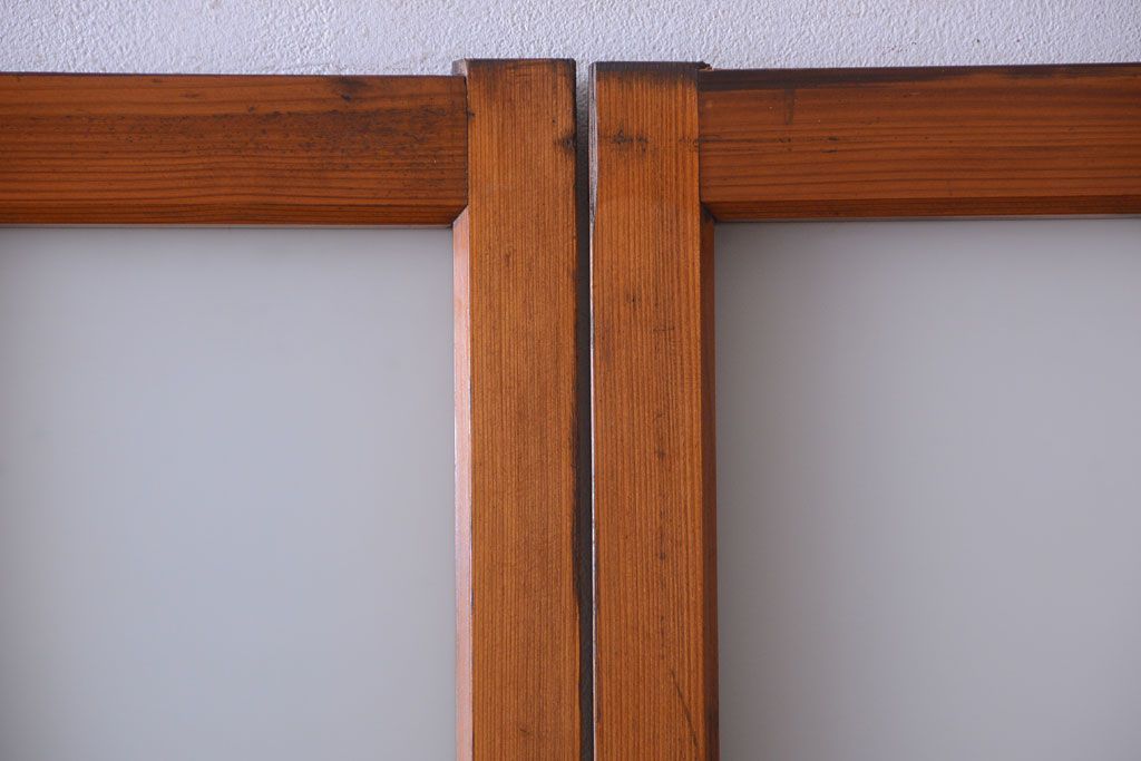 アンティーク　春慶塗が美しい上質なガラス戸2枚セット(2)