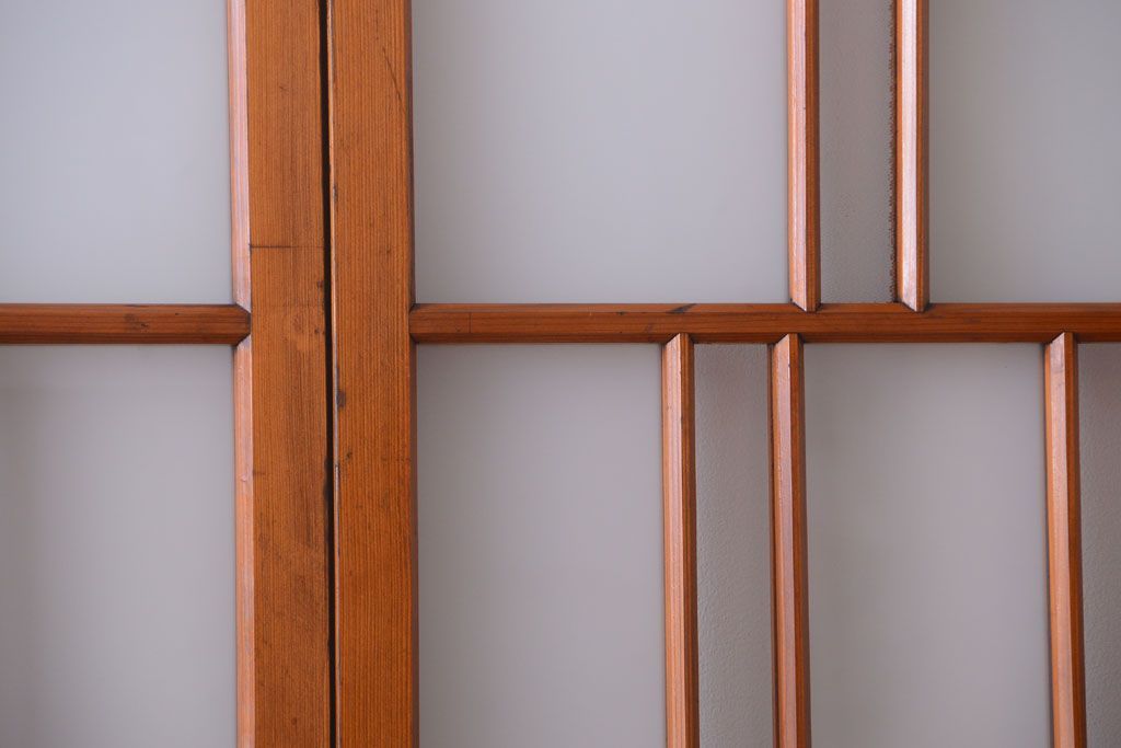 アンティーク　春慶塗が美しい上質なガラス戸2枚セット(2)