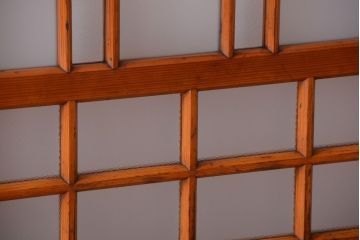 アンティーク　春慶塗が美しい上質なガラス戸2枚セット(2)