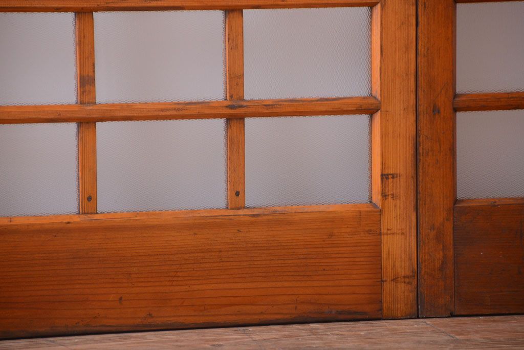 アンティーク　春慶塗が美しい上質なガラス戸2枚セット(2)