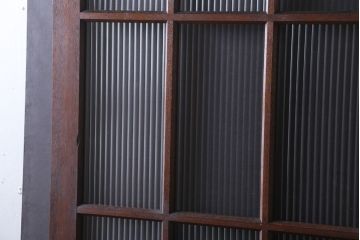 アンティーク　自由蝶番付き!シンプルな古い木のモールガラス入りドア