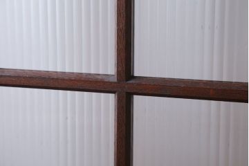 アンティーク　自由蝶番付き!シンプルな古い木のモールガラス入りドア