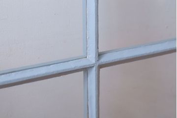 アンティーク　ブルーグレーペイントのガラス戸4枚セット(窓)