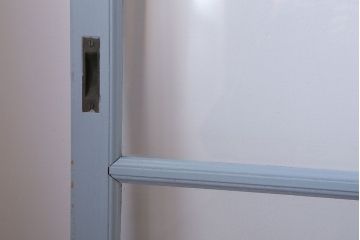 アンティーク　ブルーグレーペイントのガラス戸4枚セット(窓)