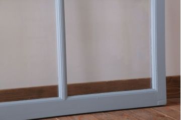 アンティーク　ブルーグレーペイントのガラス戸4枚セット(窓)